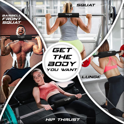 Yes4All Ergonomic Foam Bar Pad, Olympic Barbell Squat & Neck Pad for Squats, Hip Thrusts & Weight Lifting Bar