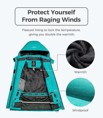Women Hardshell Waterproof Windproof Insulated Ski Trekking Jacket