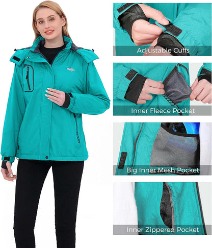 Women Hardshell Waterproof Windproof Insulated Ski Trekking Jacket